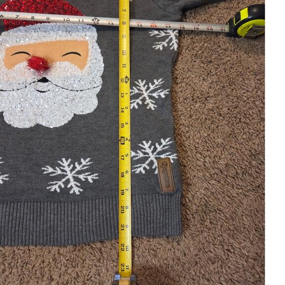 tipsy elves santa holiday sweater ugly Christmas sweater snowflakes grey XS - Picture 5 of 5